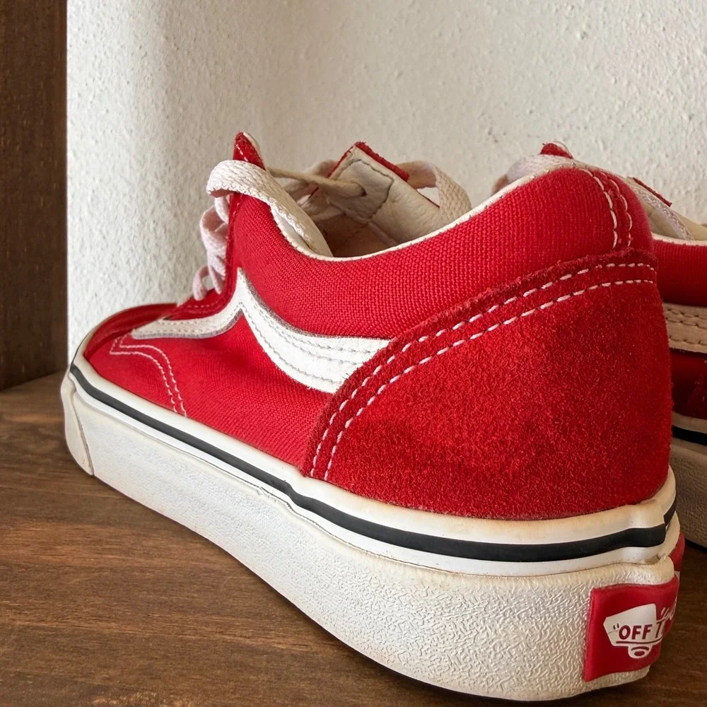 Vans Old Skool Red White Canvas Sneakers Men's 4 Women's 5.5
